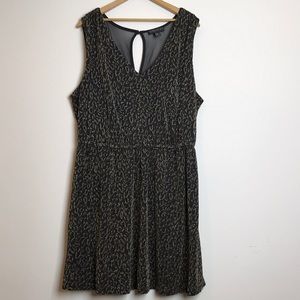 2X: Gold Black Cheetah Print Dress w/ Mesh Back